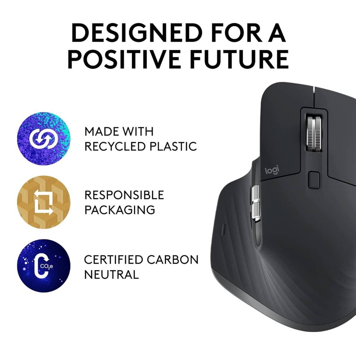 Logitech MX Master 3S with Free Adobe Subscription - Wireless Performance Mouse with Ultra-Fast Scrolling, Ergo, 8K DPI, Track on Glass, Quiet Clicks, USB-C, Bluetooth -Graphite thumbnail 3