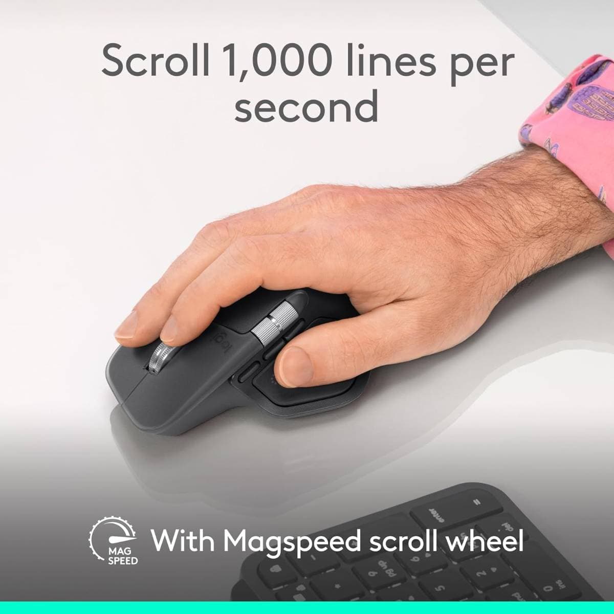 Logitech MX Master 4, Ergonomic Wireless Mouse with Advanced Performance Haptic Feedback, Ultra-Fast Scrolling, USB-C Charging, Bluetooth, Windows, MacOS - Graphite thumbnail 3