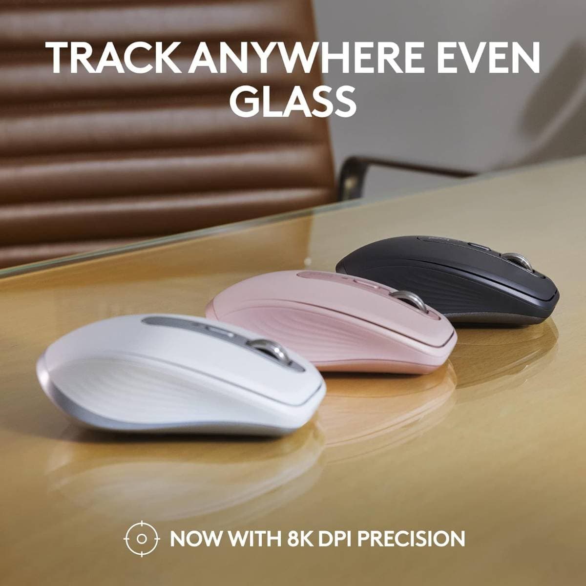 Logitech MX Anywhere 3S Compact Wireless Mouse, Fast Scrolling, 8K DPI Any-Surface Tracking, Quiet Clicks, Programmable Buttons, USB C, Bluetooth, Windows PC, Linux, Chrome, Mac - Graphite thumbnail 3