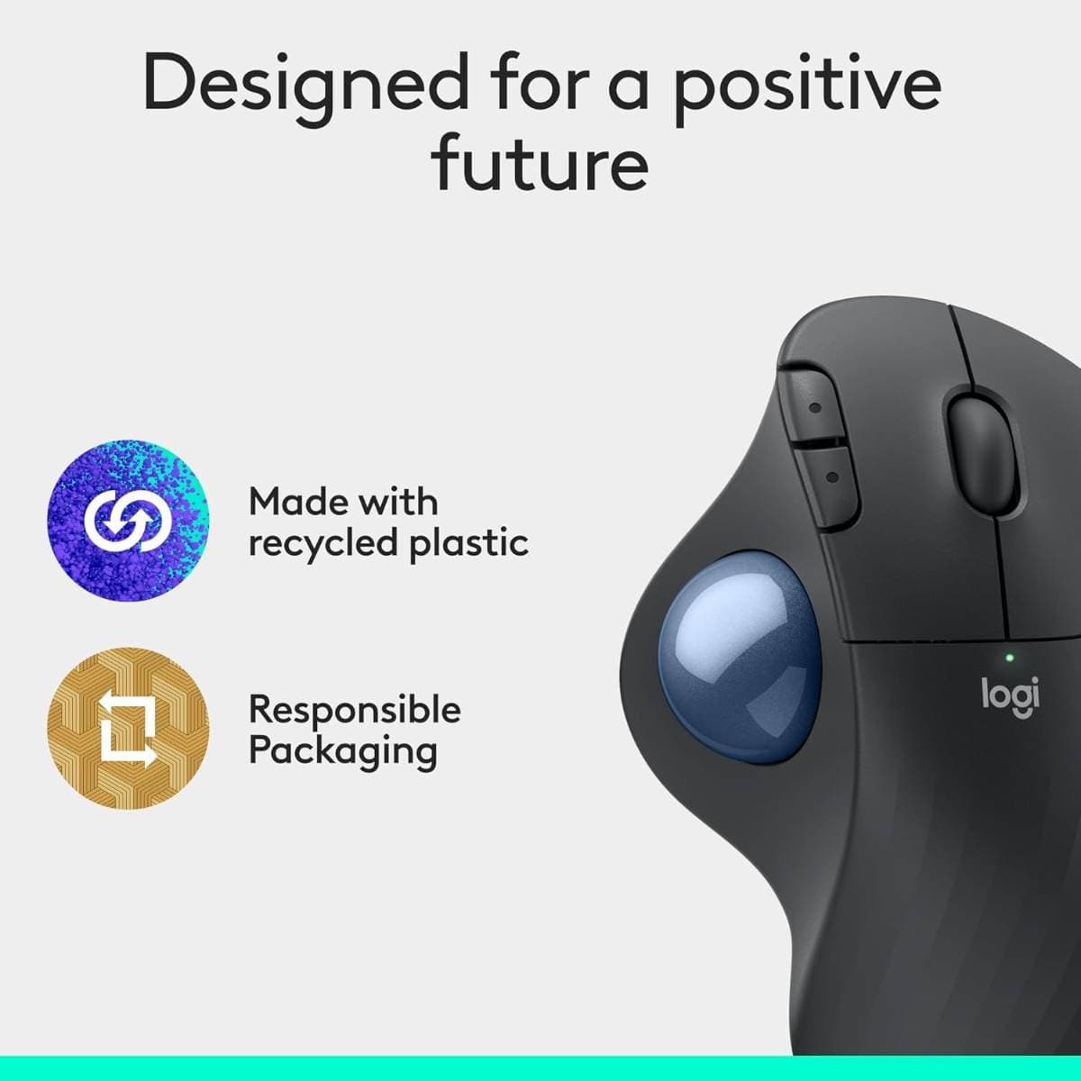 Logitech ERGO M575S Wireless Trackball Mouse – Ergonomic Thumb-Control Design, Bluetooth & Logi Bolt Connectivity, Quiet Clicks, 2000 DPI Optical Tracking, 18-Month Battery Life thumbnail 4