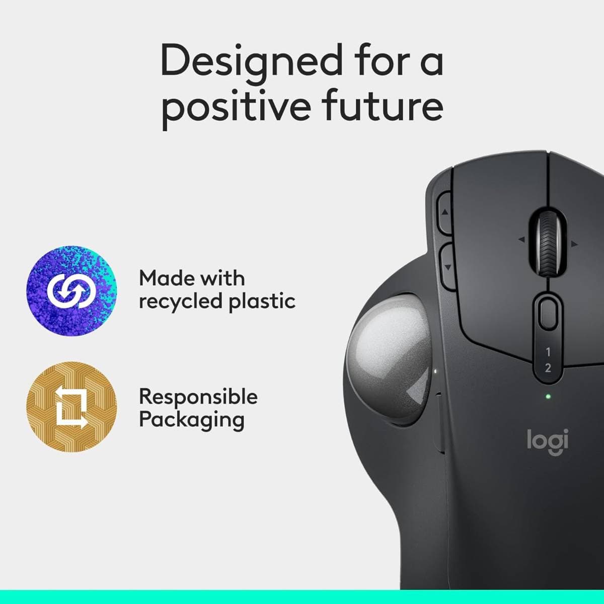 Logitech MX Ergo S Advanced Wireless Trackball Mouse – Ergonomic 20° Tilt Design, Bluetooth & Logi Bolt Connectivity, USB-C Rechargeable Battery, Quiet Clicks, 6 Programmable Buttons thumbnail 5