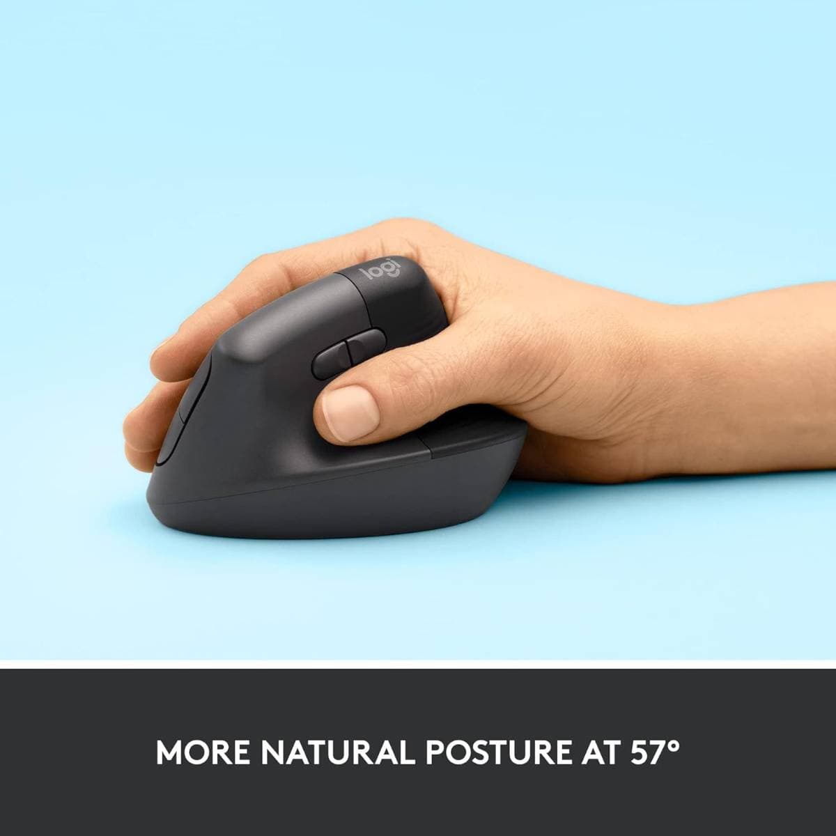 Logitech Lift Vertical Ergonomic Wireless Mouse – 57° Vertical Design, Bluetooth & Logi Bolt Connectivity, 4000 DPI Optical Sensor, Quiet Clicks, SmartWheel Scrolling, 24-Month Battery Life thumbnail 2