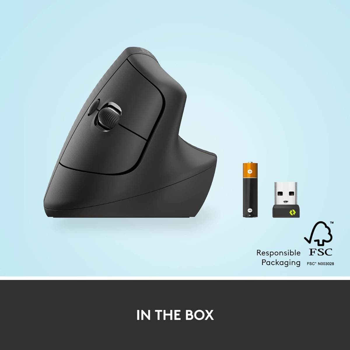 Logitech Lift Vertical Ergonomic Wireless Mouse – 57° Vertical Design, Bluetooth & Logi Bolt Connectivity, 4000 DPI Optical Sensor, Quiet Clicks, SmartWheel Scrolling, 24-Month Battery Life thumbnail 6