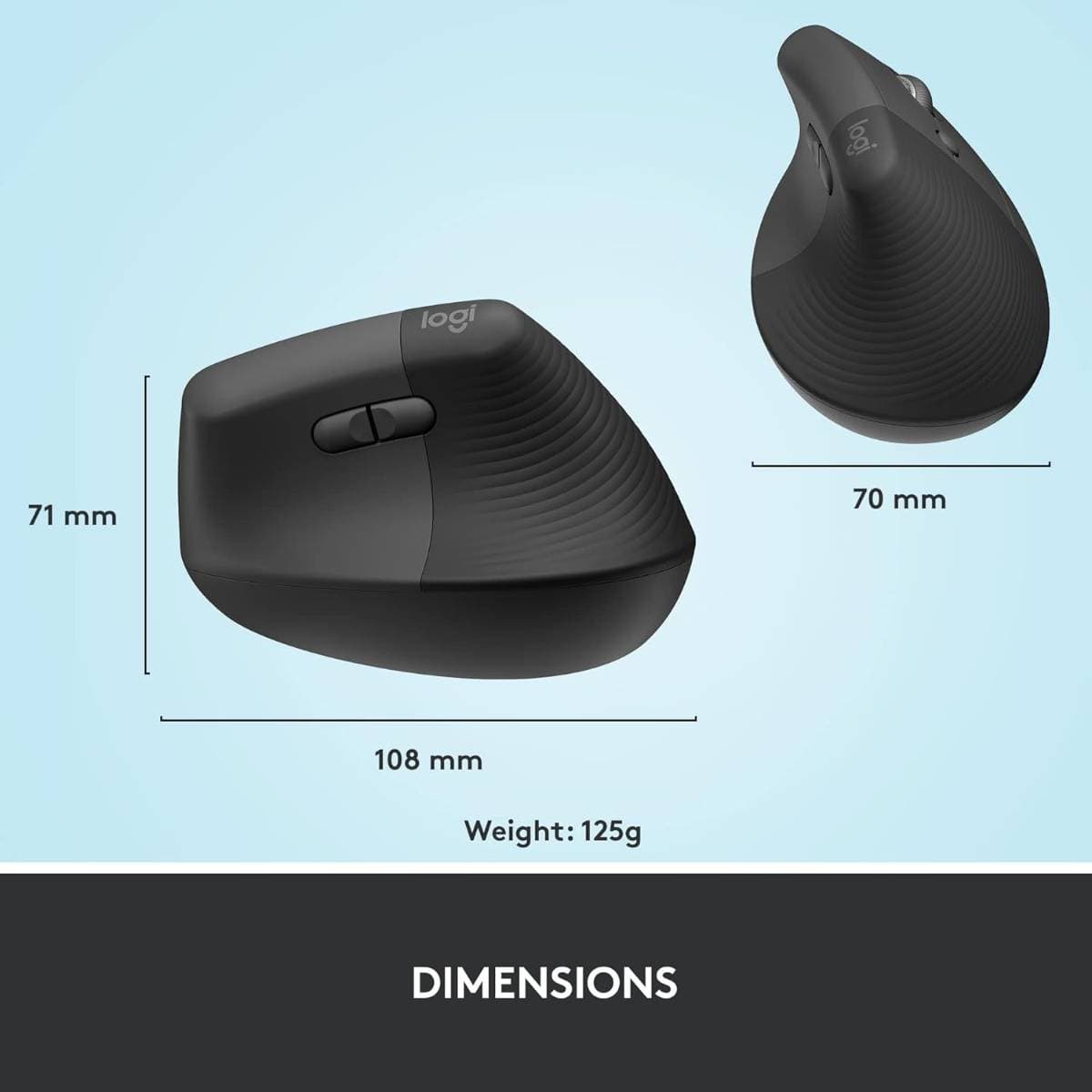 Logitech Lift Vertical Ergonomic Wireless Mouse – 57° Vertical Design, Bluetooth & Logi Bolt Connectivity, 4000 DPI Optical Sensor, Quiet Clicks, SmartWheel Scrolling, 24-Month Battery Life thumbnail 5
