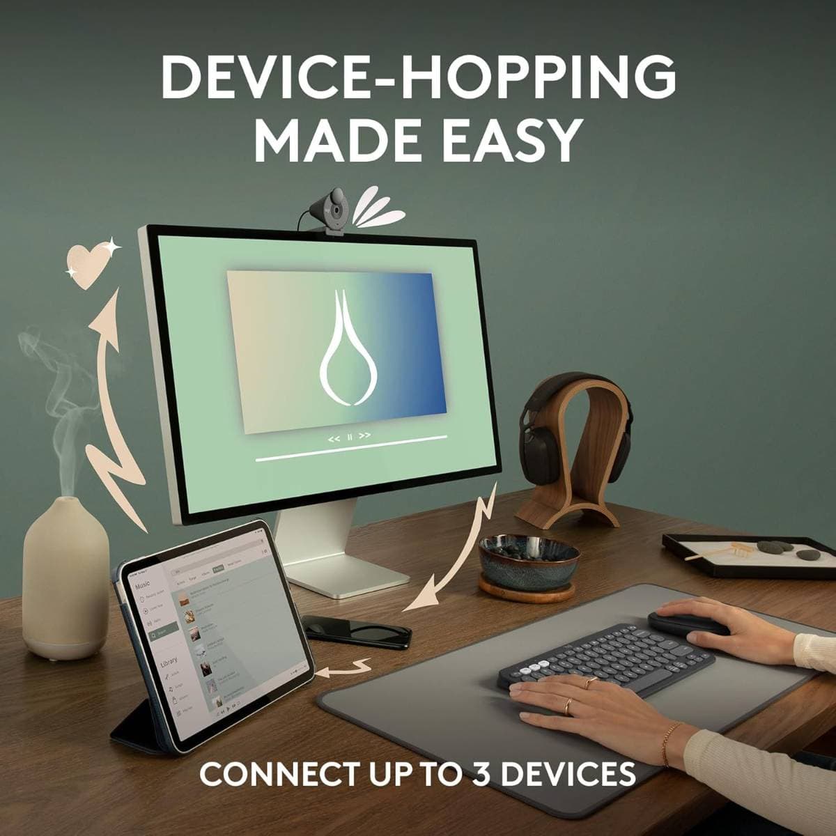 Logitech Pebble 2 Mouse M350s Wireless Bluetooth Mouse – Slim Portable Design, Silent Clicks, Multi-Device Easy-Switch, 4000 DPI Optical Sensor, 24-Month Battery Life thumbnail 4