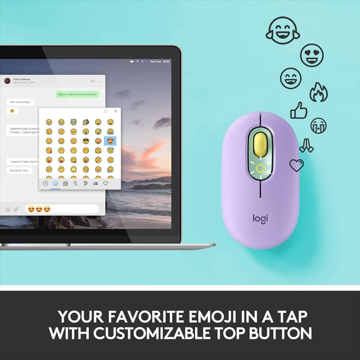 Logitech POP Wireless Mouse – Bluetooth Silent Mouse with Customizable Emoji Button, SmartWheel Scrolling, Multi-Device Easy-Switch, 4000 DPI Optical Sensor, 24-Month Battery Life thumbnail 2