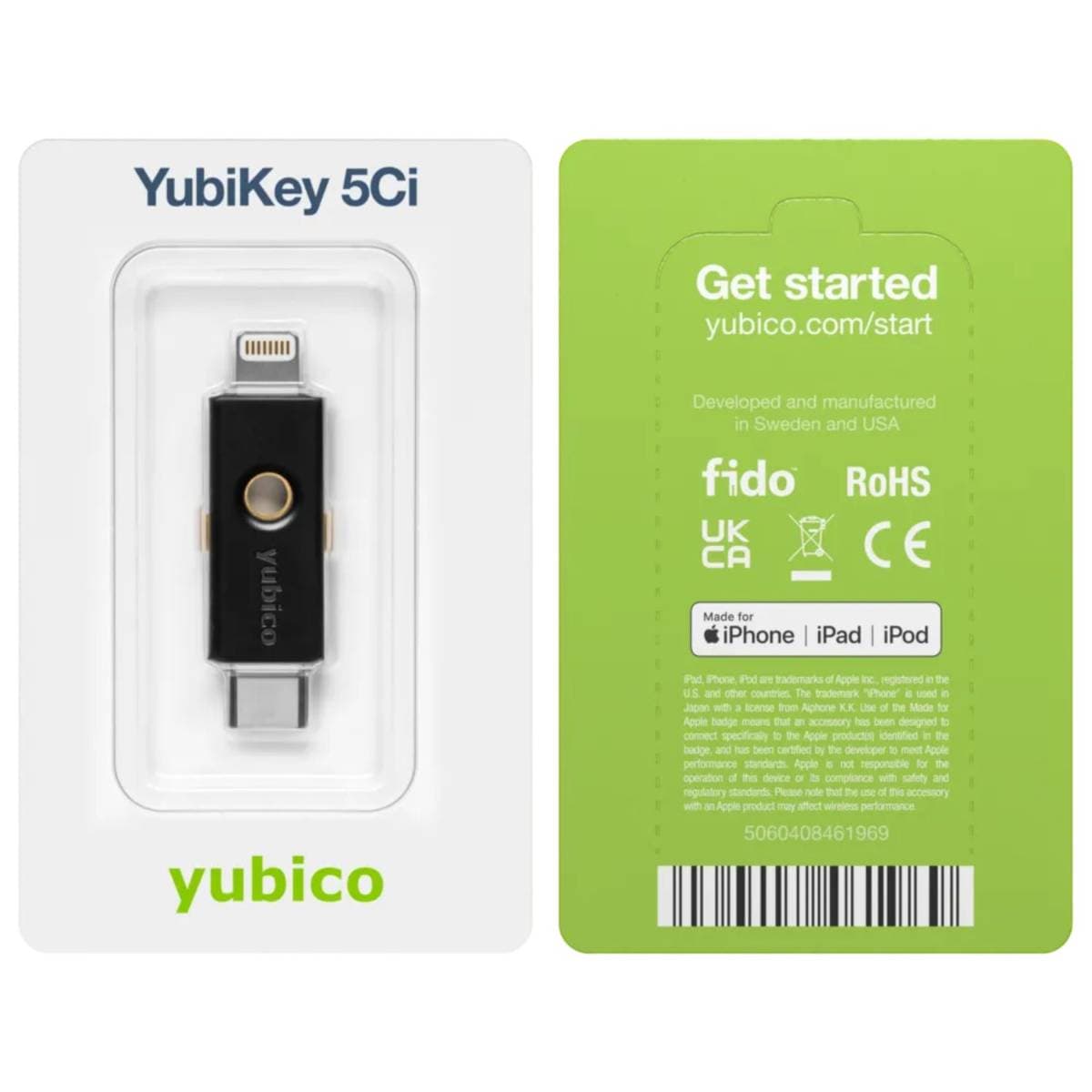 Yubico YubiKey 5Ci USB-C & Lightning Security Key v5.7 for Two Factor Authentication (2FA) & Passwordless Login, FIDO2/WebAuthn, U2F, OTP, Smart Card (PIV) & OpenPGP Support – Compatible with iPhone, iPad, Mac, Windows & Android thumbnail 2