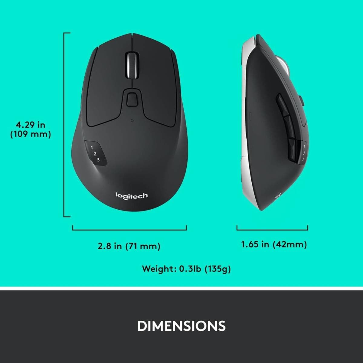 Logitech M720 Triathlon Multi-Device Wireless Mouse – Bluetooth & Unifying Receiver, Hyper-Fast Scrolling, 8 Programmable Buttons, Easy-Switch for 3 Devices, 24-Month Battery Life thumbnail 5