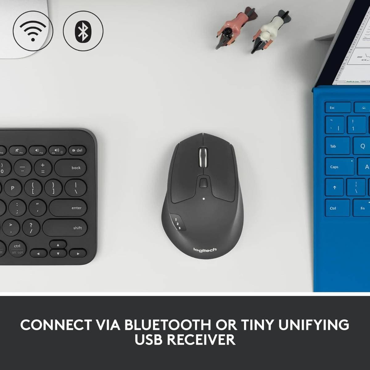 Logitech M720 Triathlon Multi-Device Wireless Mouse – Bluetooth & Unifying Receiver, Hyper-Fast Scrolling, 8 Programmable Buttons, Easy-Switch for 3 Devices, 24-Month Battery Life thumbnail 3