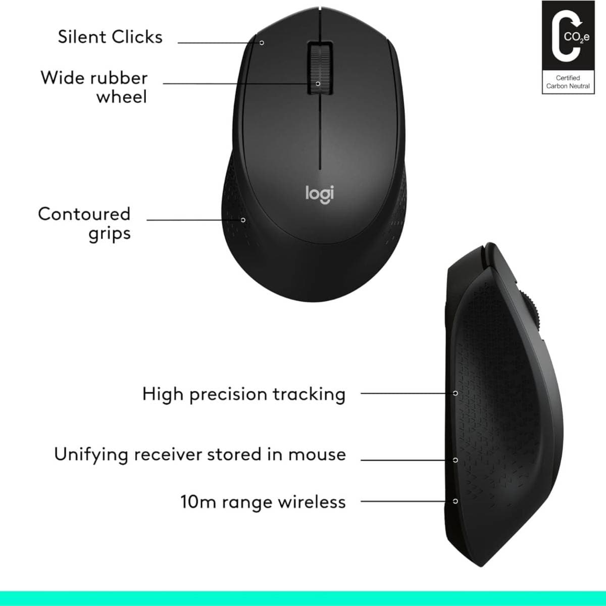 Logitech M331 Silent Plus Wireless Mouse – 2.4GHz USB Nano Receiver, Silent Click Technology, 1000 DPI Optical Tracking, Comfortable Ergonomic Design, 3 Buttons, 24-Month Battery Life, Compatible with Windows/Mac/Linux thumbnail 4