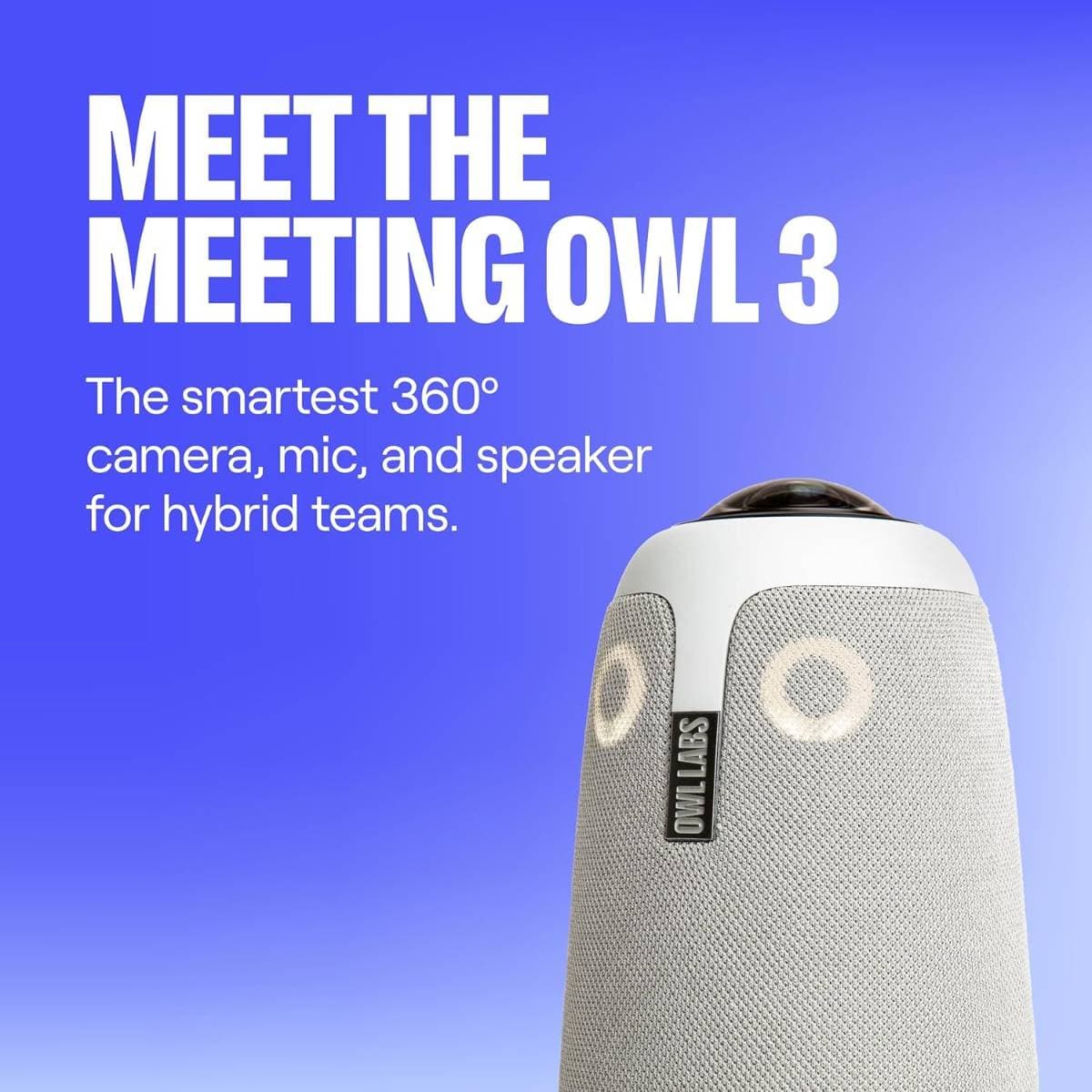 Owl Labs Meeting Owl 3 360° 1080p HD Smart Video Conference Camera – All‑in‑One 360° Panoramic Camera, 8‑Mic Array, 3‑Speaker Audio, AI‑Powered Smart Speaker Tracking, USB‑C Plug‑and‑Play, Hybrid Meeting System thumbnail 2