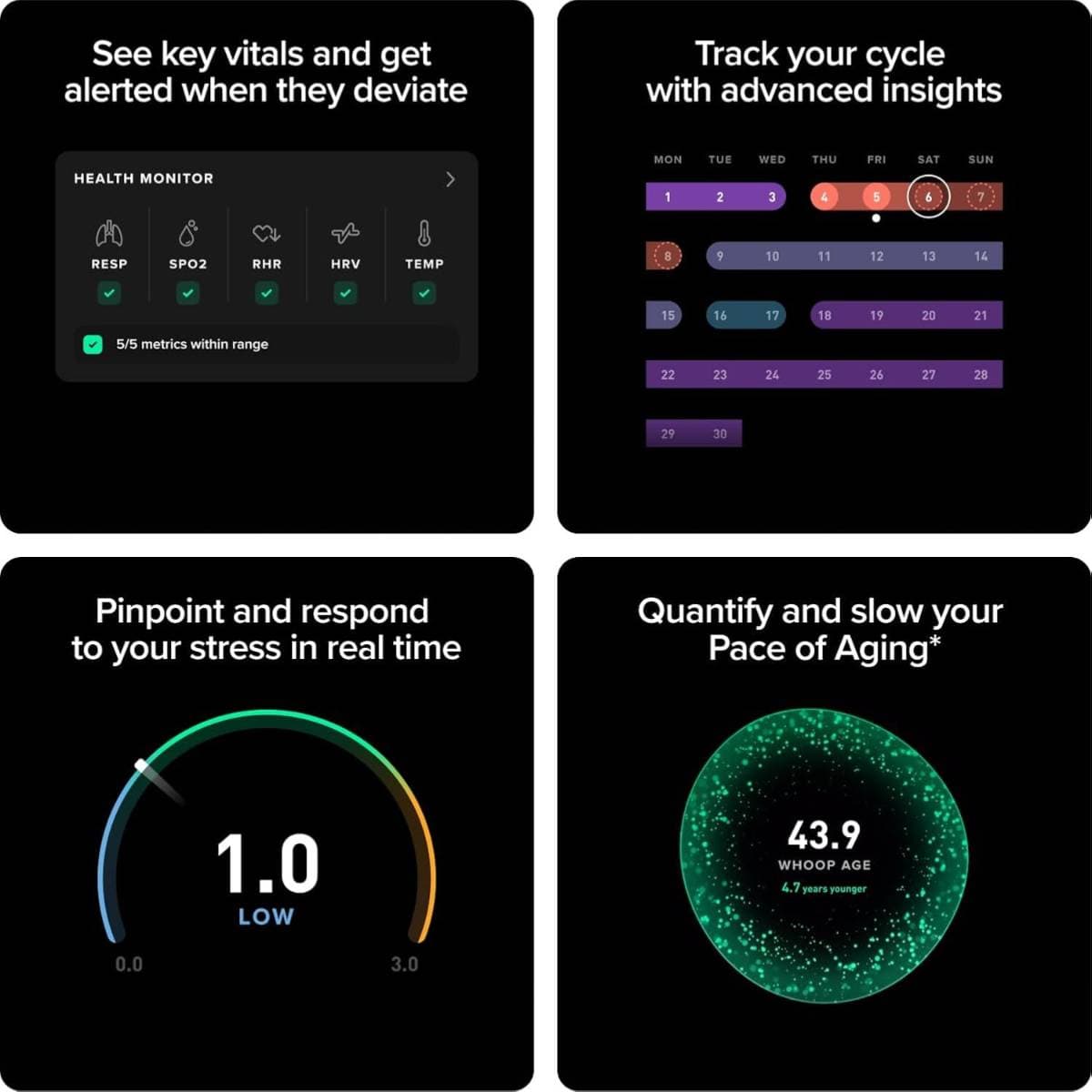 WHOOP Peak 5.0 Health & Fitness Tracker (12-Month Membership Included) – 24/7 Sleep, Recovery & Stress Monitor, Heart Rate & HRV Tracking, Healthspan Insights, Wireless Charger, 14+ Day Battery Life, SuperKnit Band thumbnail 4