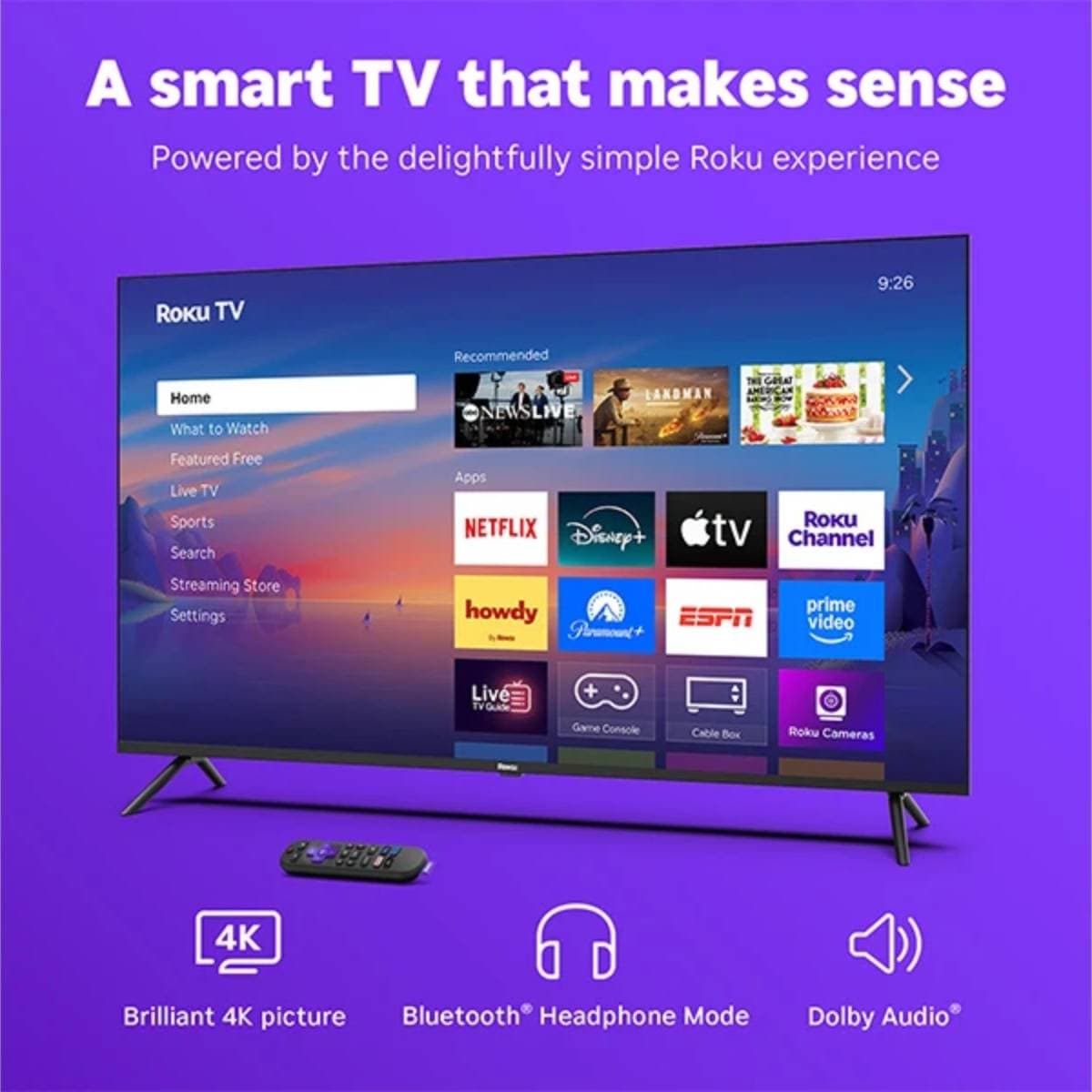 Roku Select Series 4K Smart  TV – 4K HDR LED TV with Roku Voice Remote and Built-in Streaming thumbnail 2