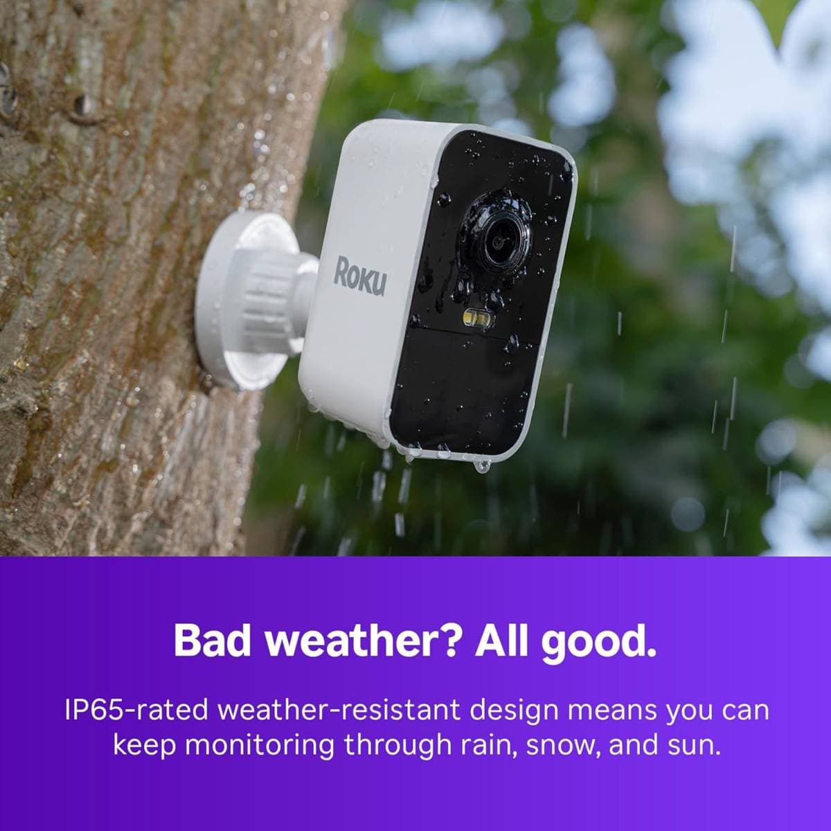 Roku Battery Camera for Home Security - New Weather-Resistant Indoor & Outdoor Wireless Camera & Pet Monitor with 1080p HD & Two-Way Audio - Rechargeable, Motion Detection & Wi-Fi thumbnail 2