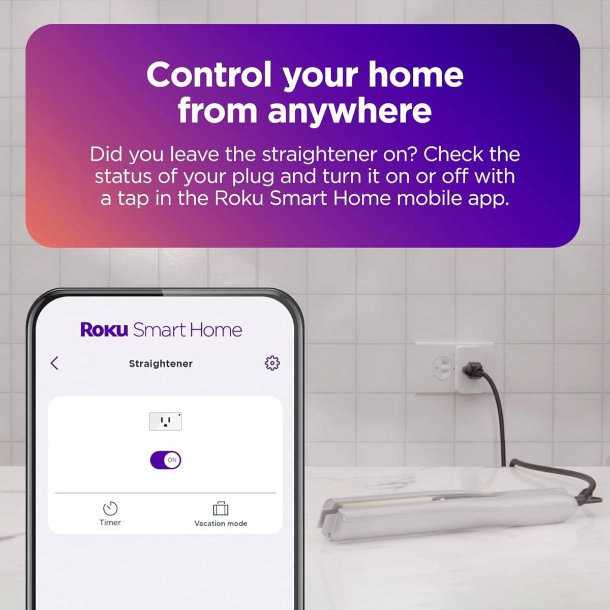 Roku Smart Home Indoor Smart Plug, 2-Pack - WiFi Smart Plugs Works with Alexa & Google Assistant, No Hub Required - Custom Scheduling Timer & Multi-Outlet Sync - Easy-to-Setup Smart Home Products thumbnail 2