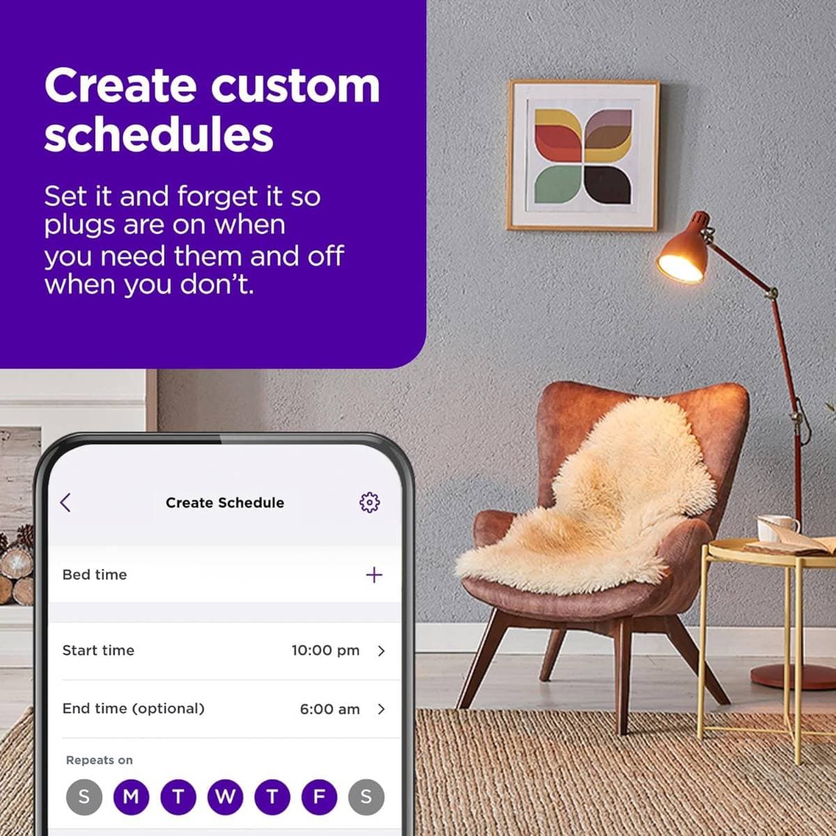 Roku Smart Home Indoor Smart Plug, 2-Pack - WiFi Smart Plugs Works with Alexa & Google Assistant, No Hub Required - Custom Scheduling Timer & Multi-Outlet Sync - Easy-to-Setup Smart Home Products thumbnail 4