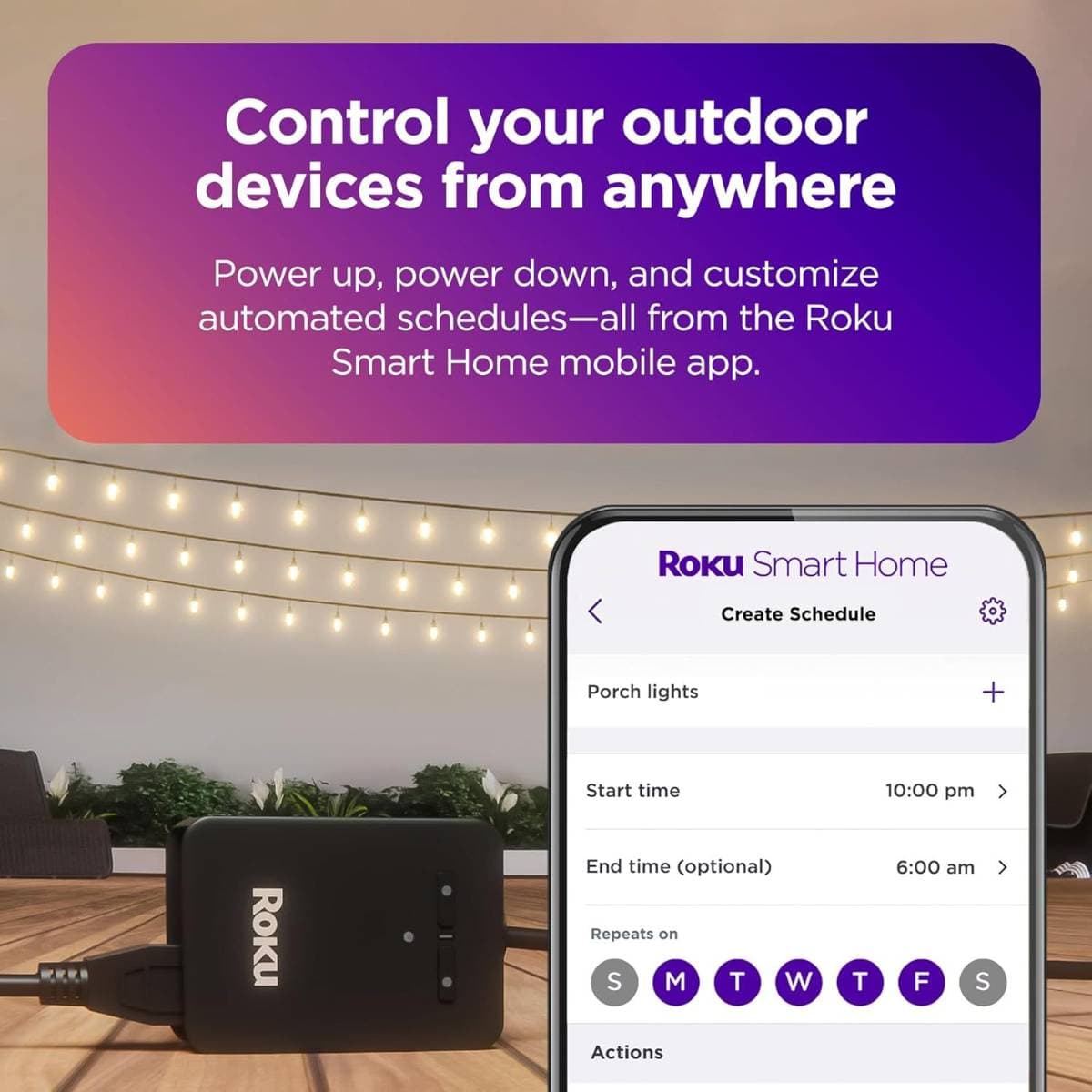 Roku Smart Home Outdoor Smart Plug - WiFi Smart Plugs Works with Alexa & Google Assistant, No Hub Required - IP64 Weather Resistance, Custom Scheduling Timer & Independent Outlets - Smart Home Product thumbnail 2