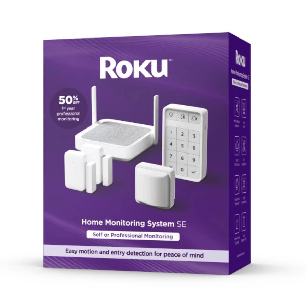 Roku Home Monitoring System SE – Complete Smart Security Kit with Hub & Siren, 2 Entry Sensors, Motion Sensor & Wireless Keypad, Works with Roku Smart Home App, Alexa & Google Assistant, Self or 24/7 Professional Monitoring thumbnail 2