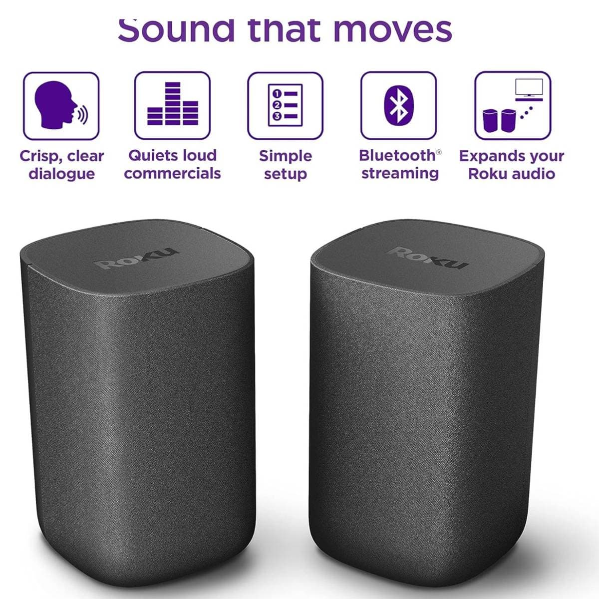 Roku Wireless Speakers - Set of 2 (Pack of 1) - Compatible with Roku TV, Streambar, and Streambar Pro (SE is not compatible) thumbnail 4