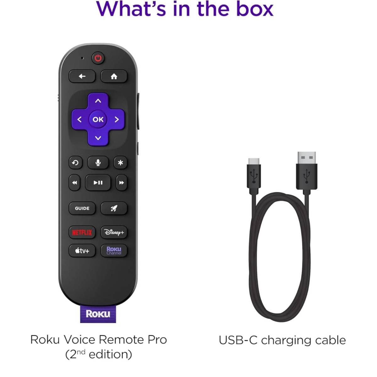 Roku Voice Remote Pro (2nd Ed.) | Rechargeable TV Remote Control with Hands-free Voice Controls, Backlit Buttons, & Lost Remote Finder - Replacement Remote Compatible with All Roku TV, Players & Audio thumbnail 4