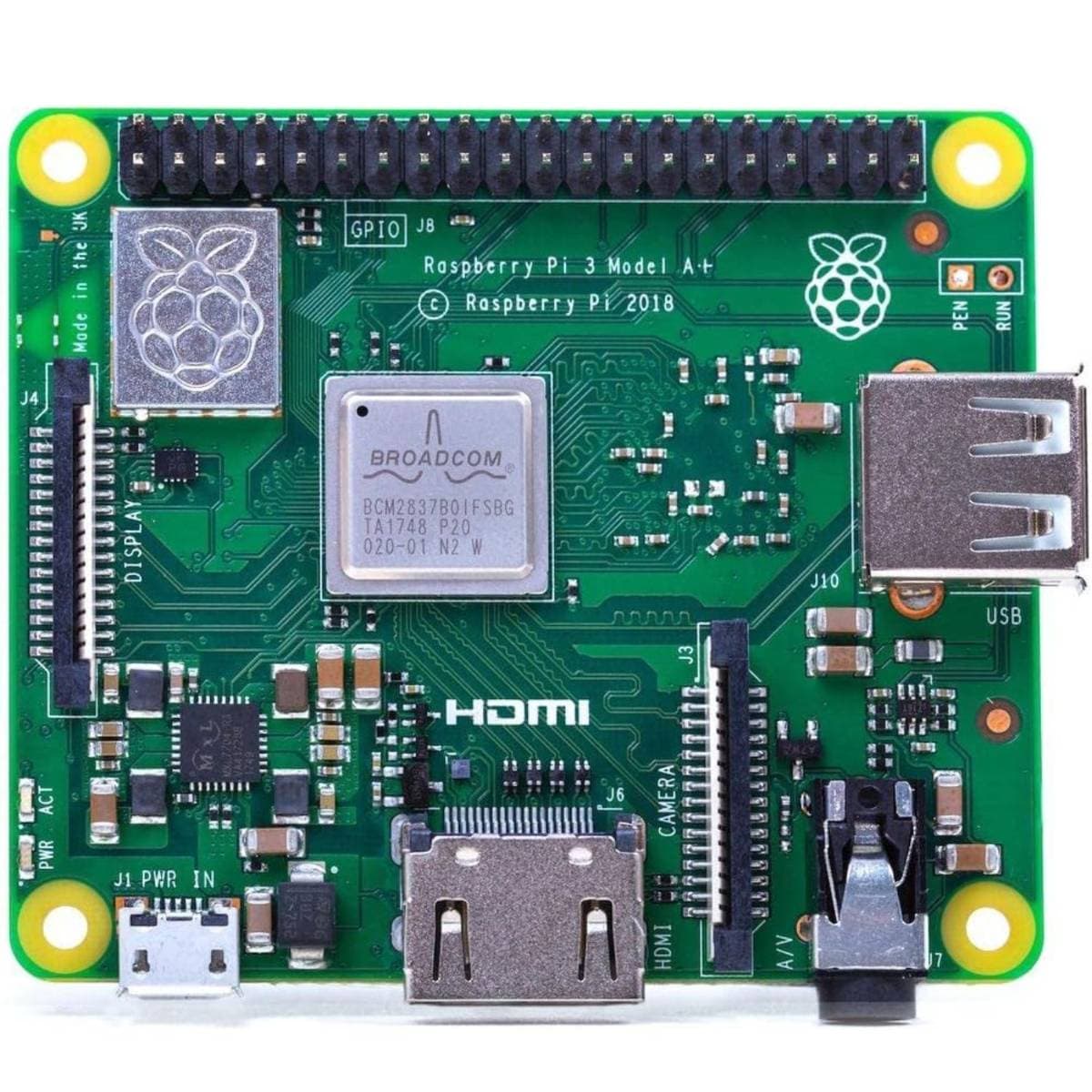 Raspberry Pi 3 Model A+ with 1.4GHz Quad-Core Processor, 512MB , Wi-Fi, Bluetooth 4.2, HDMI, USB, Compact Single Board Computer