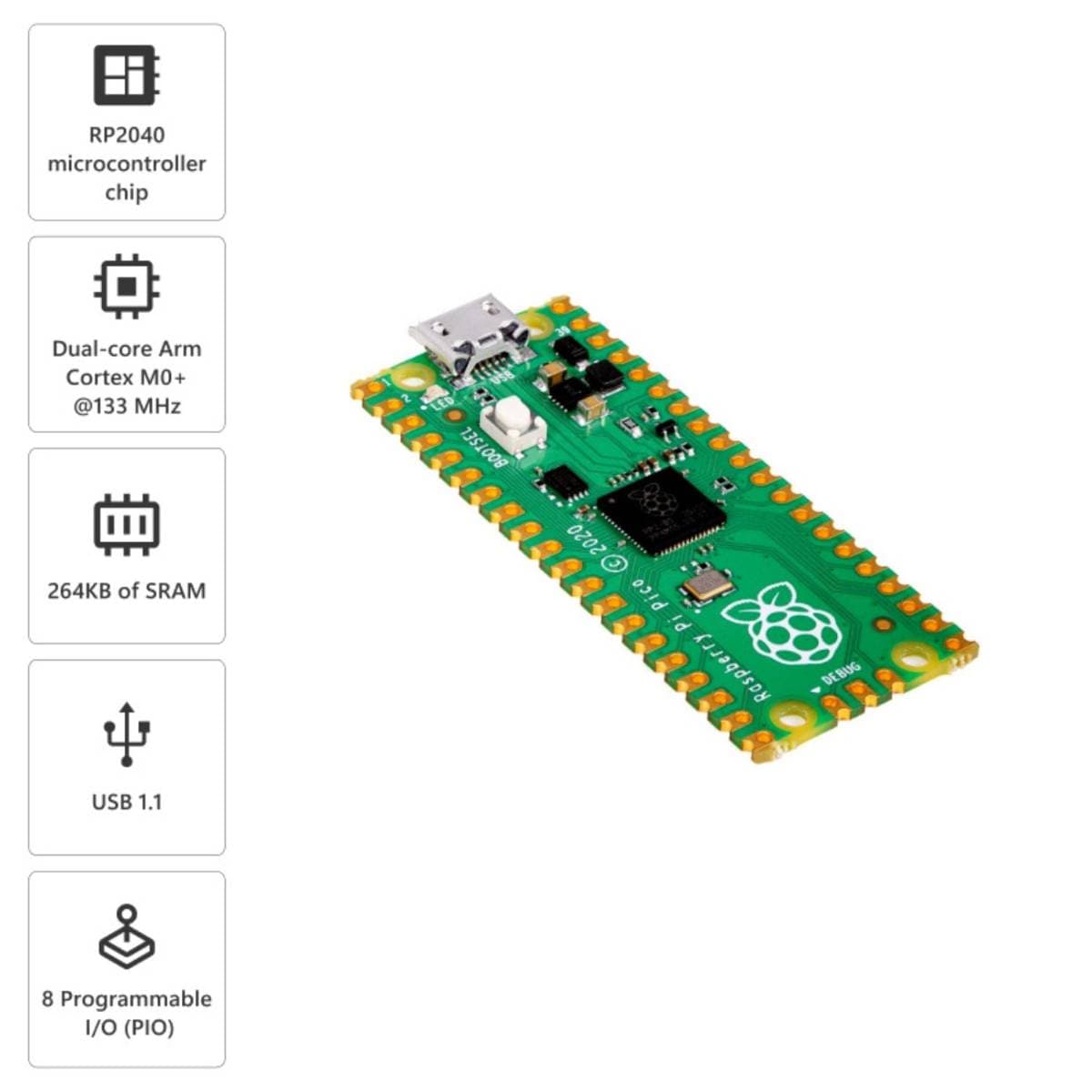 Raspberry Pi Pico Microcontroller Board with RP2040 Dual-Core Processor, 264KB SRAM, 2MB Flash, USB 1.1, 26 GPIO Pins, Supports MicroPython & C/C++ – Ideal for IoT, Robotics & Embedded Projects thumbnail 4