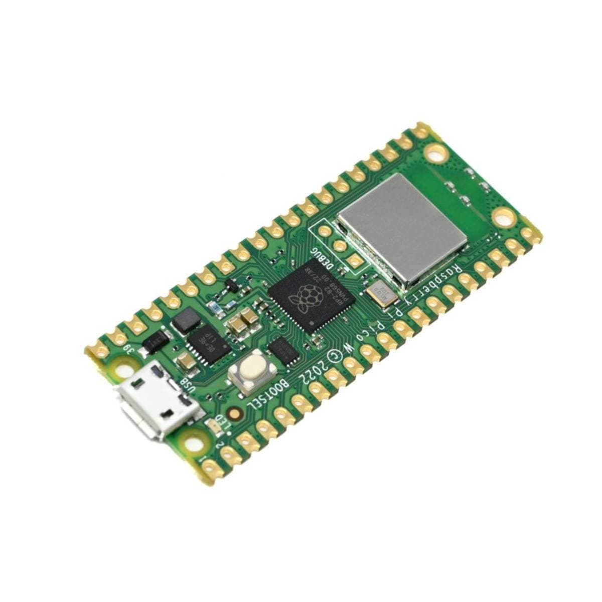 Raspberry Pi Pico W Wireless Microcontroller Board with RP2040 Dual‑Core ARM Cortex‑M0+ Processor, 264KB SRAM, 2MB Flash, Onboard 2.4 GHz Wi‑Fi, 26 GPIO, USB 1.1