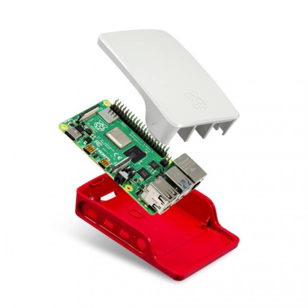 Official Raspberry Pi 4 Case Red‑White – Durable ABS Protective Enclosure for Raspberry Pi 4 Model B – Easy Snap‑Fit Design with Full Port Access thumbnail 2