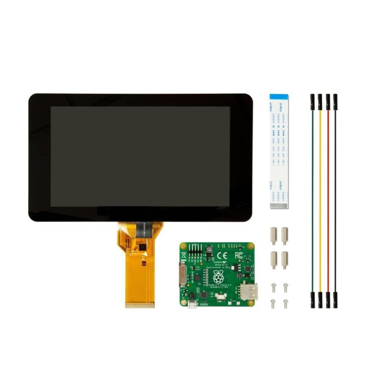 Refurbished Official Raspberry Pi 7″ Display with Capacitive Touchscreen – 800×480 Multi‑Touch Panel with Adapter Board, Ribbon Cable & GPIO Power – Interactive Refurbished Raspberry Pi Touchscreen thumbnail 1
