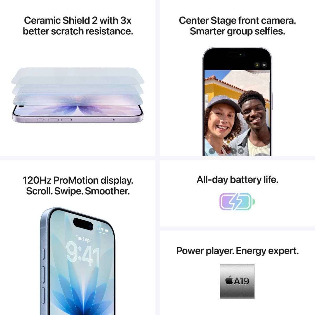 Apple iPhone 17 (256GB, Lavender) – 6.3-inch Super Retina XDR ProMotion Display, A19 Chip, 48MP Dual Camera, 5G Smartphone thumbnail 6