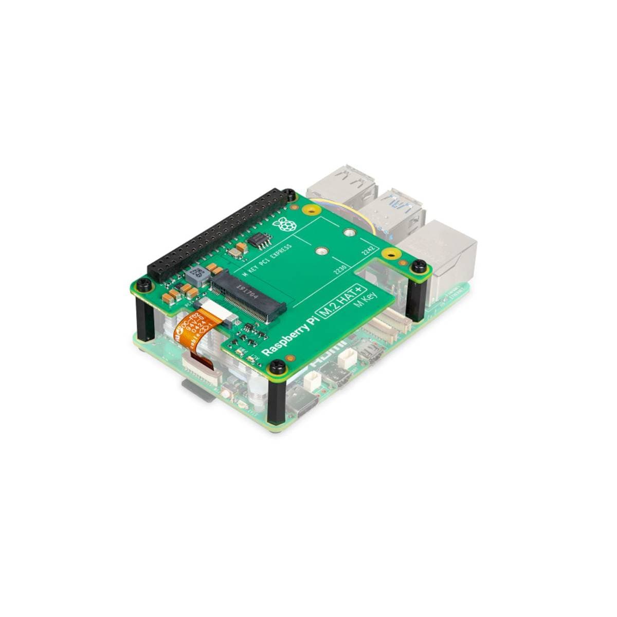 Official Raspberry Pi M.2 HAT+ for Raspberry Pi 5 | PCIe 2.0 NVMe SSD Expansion Board | High-Speed Storage up to 450MB/s | Plug and Play HAT+ Add-on with Mounting Kit thumbnail 2