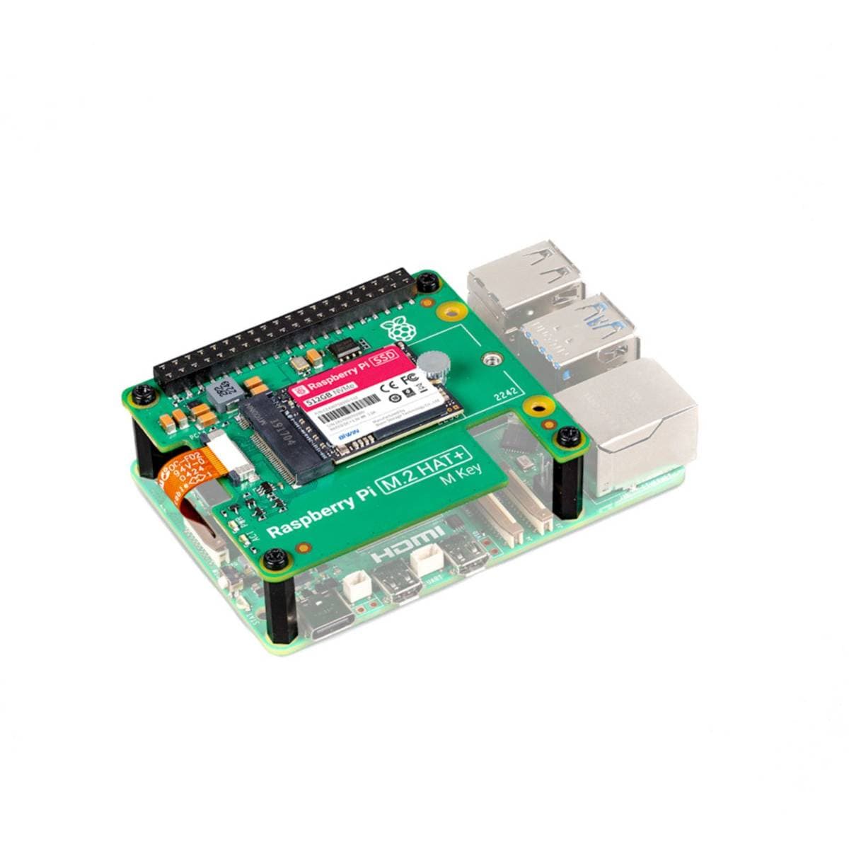 Official Raspberry Pi 512GB SSD Kit IOPS3 50k for Raspberry Pi 5 | NVMe SSD with M.2 HAT+ | High‑Speed Storage Expansion | Pre‑Assembled PCIe SSD Kit thumbnail 1