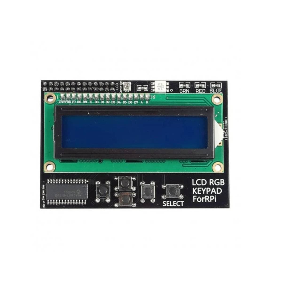 LCD1602 RGB LCD HAT with Keypad for Raspberry Pi | 16×2 Character Display | RGB Backlight | GPIO HAT Add‑on with Navigation Keys thumbnail 3