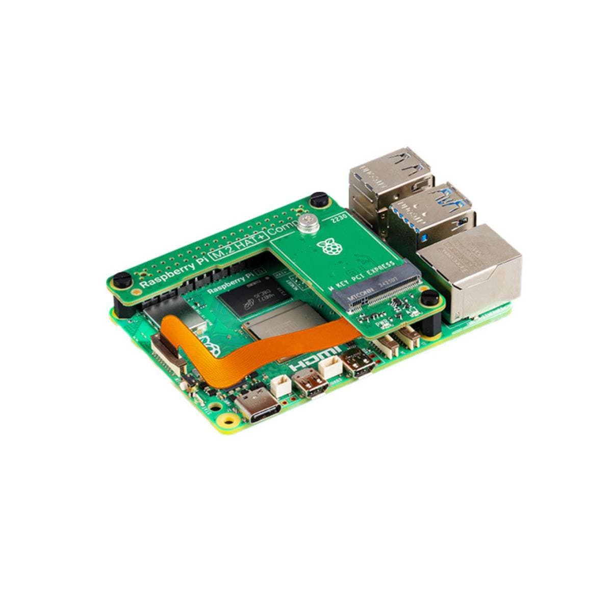 Official Raspberry Pi M.2 HAT Compact for Raspberry Pi 5 | PCIe NVMe SSD Expansion Board | High‑Speed Storage Add‑On | Compact HAT Design thumbnail 2