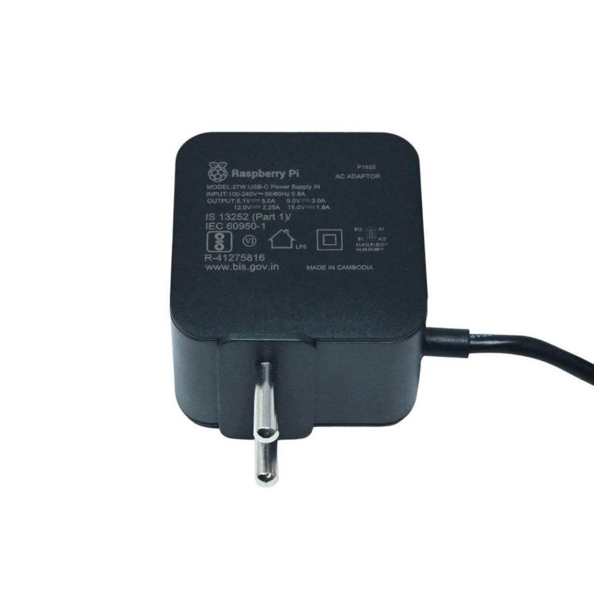 Official 27 W USB‑C PD Power Supply for Raspberry Pi 5 (Black) | USB‑C Power Delivery Adapter | 5 V/20 V Dual Output | Stable & Efficient Charging thumbnail 2