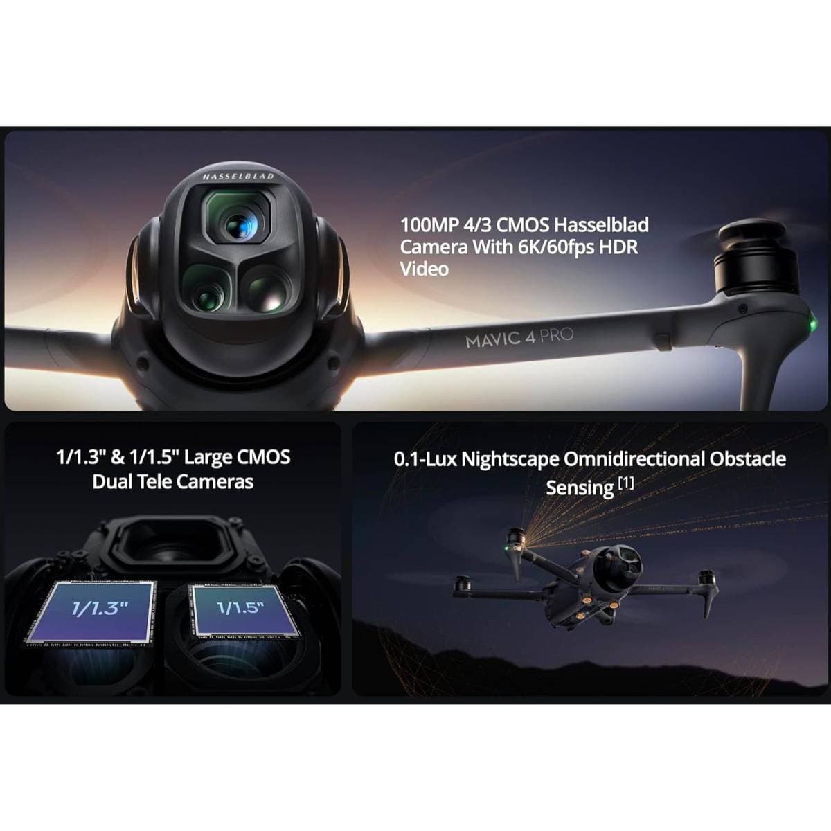 DJI Mavic 4 Pro Triple Camera Drone with 100MP Hasselblad Camera, 6K HDR Video, 0.1-Lux Night Vision, 51 Min Flight Time, 30km HD Transmission, 360° Infinity Gimbal & Omnidirectional Obstacle Sensing (Fly More Combo) thumbnail 7