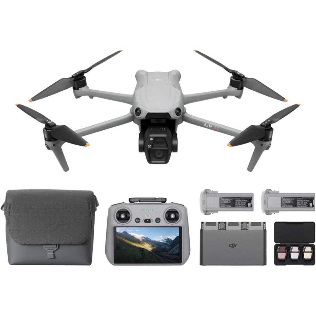DJI Air 3S Drone with Dual Camera System, 50MP 1-Inch CMOS Sensor, 4K HDR Video, 4K 120fps Slow Motion, 45 Min Flight Time, Omnidirectional Obstacle Sensing with LiDAR, Smart Tracking and Long Range Transmission