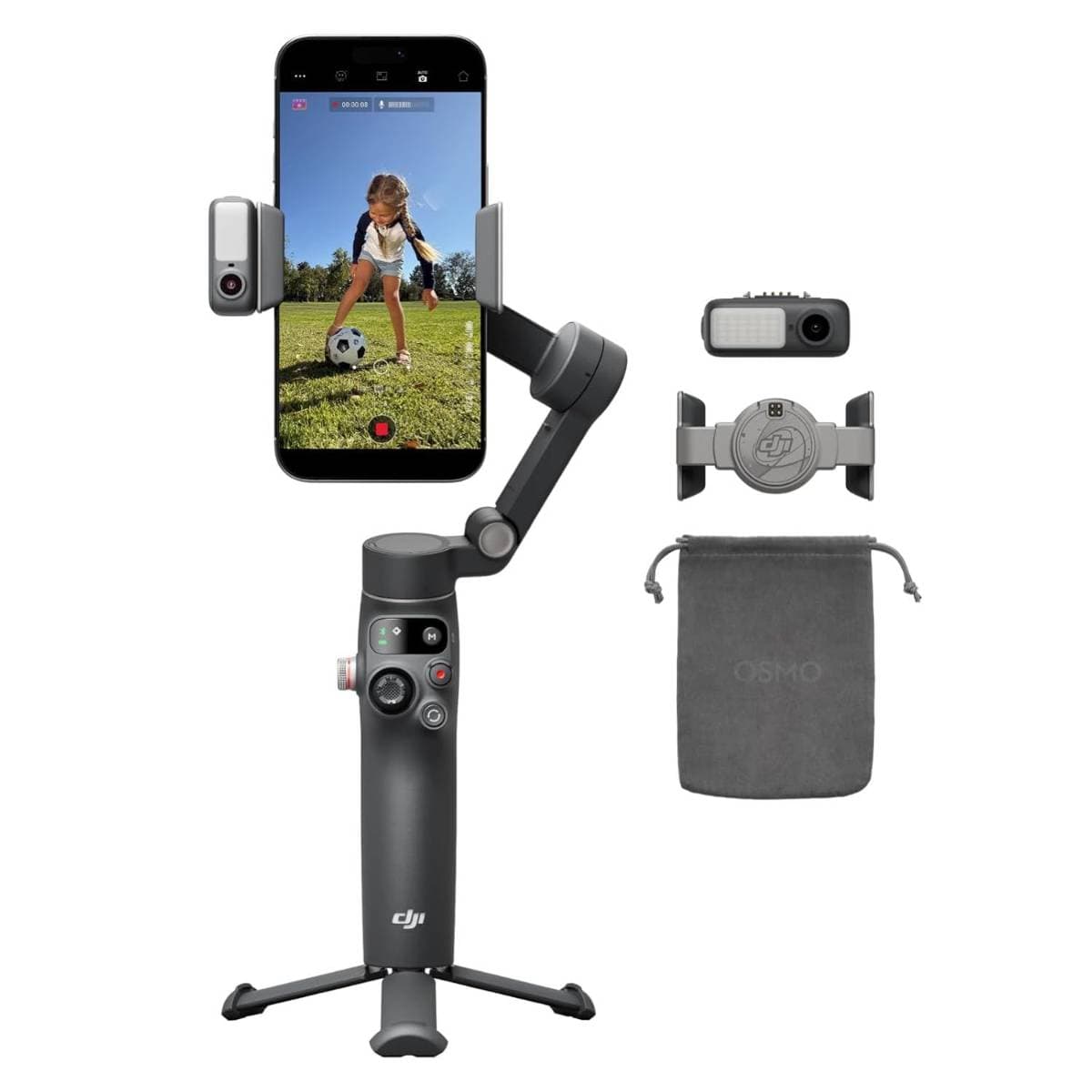 DJI Osmo Mobile 8 Smartphone Gimbal Stabilizer with Magnetic Phone Mount, 3‑Axis Stabilization, AI Tracking, Built‑In Extension Rod and Multiple Smart Shooting Modes