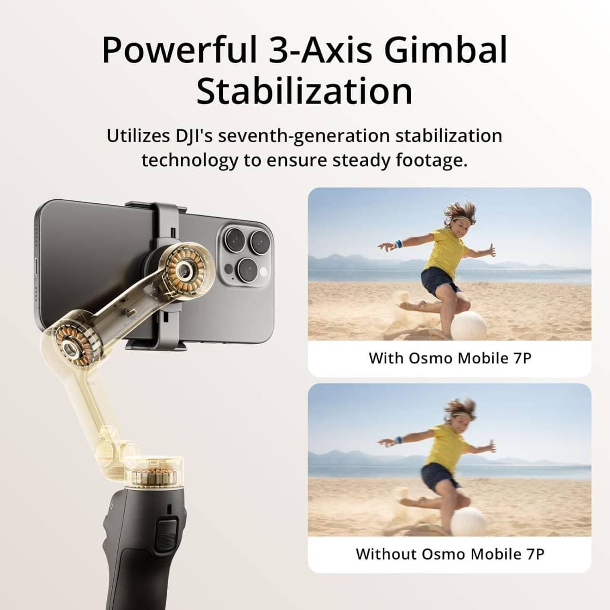 DJI Osmo Mobile 7P Gimbal Stabilizer For Iphone,Android,Native Tracking,Lighting,3-Axis Phone Gimbal,One-Tap Edit,Built-In Extension Rod & Tripod,Phone Charging,Vlogging Stabilizer Youtube Video,Black thumbnail 3