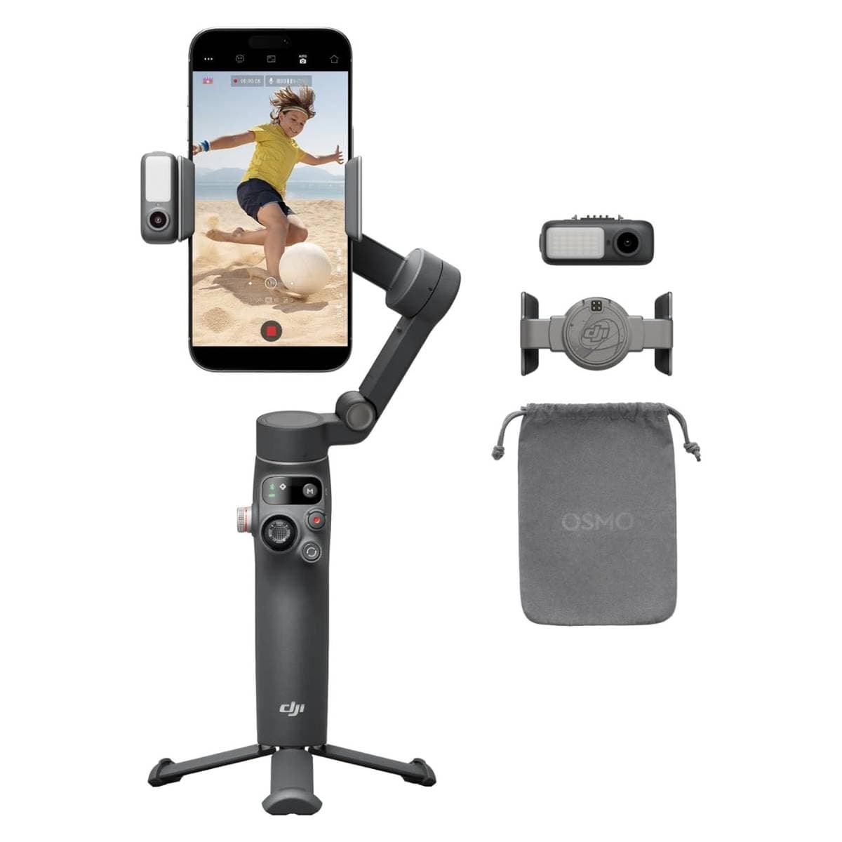 DJI Osmo Mobile 7P Gimbal Stabilizer For Iphone,Android,Native Tracking,Lighting,3-Axis Phone Gimbal,One-Tap Edit,Built-In Extension Rod & Tripod,Phone Charging,Vlogging Stabilizer Youtube Video,Black thumbnail 1
