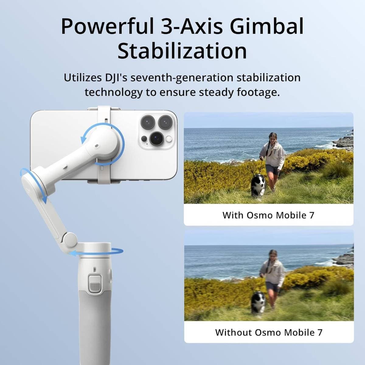 DJI Osmo Mobile 7 Gimbal Stabilizer for iPhone, Android, Built-in Tripod, Ultra-Light, 3-Axis Phone Gimbal,Activetrack 7.0,One-Tap Edit,Phone Charging Vlogging Stabilizer YouTube Video, Gray thumbnail 2