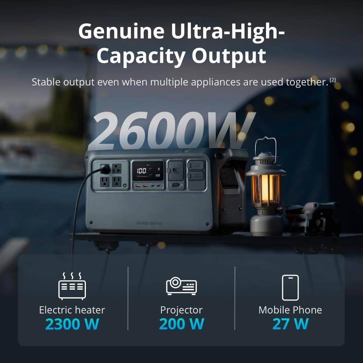 DJI Power 1000 V2 Portable Power Station – 1024 Wh High‑Capacity Battery with 2600 W Continuous Output, Fast Charging, Multiple Port Outputs, Solar/Car/Grid Compatible ,(Best Price In India) thumbnail 2