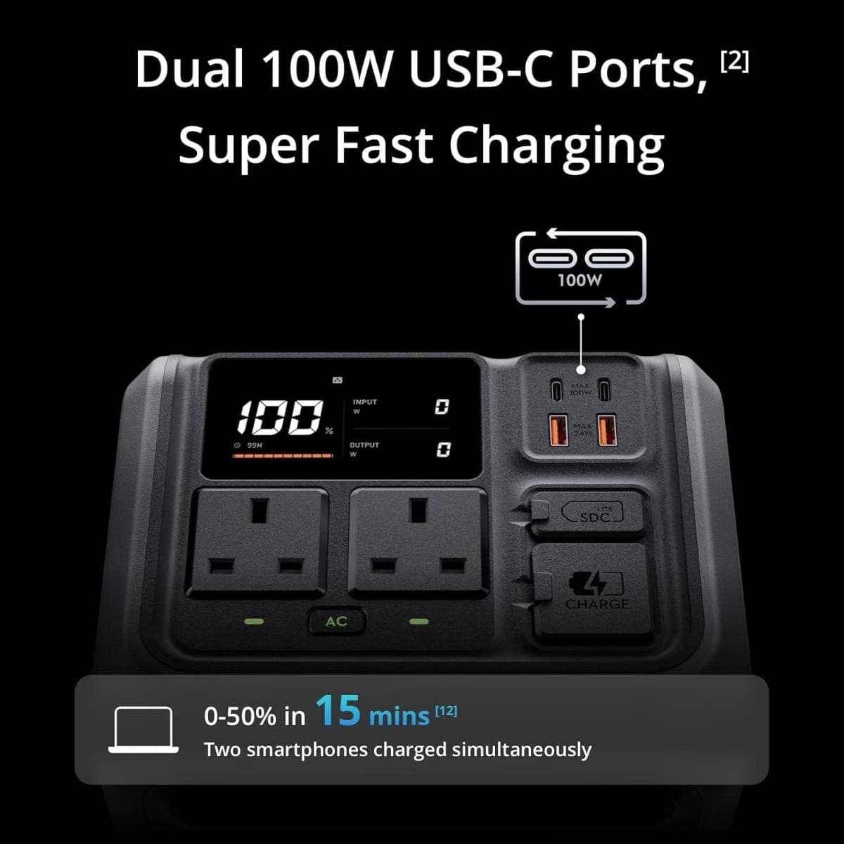 DJI Power 500 Portable Power Station, 512Wh LFP (LiFePO4) Battery, 70-Minute Fast Charging, 1000W Max Output, Soalr Generator for Home Backup, Camping & RVs, Off-grid, Power Outage thumbnail 4
