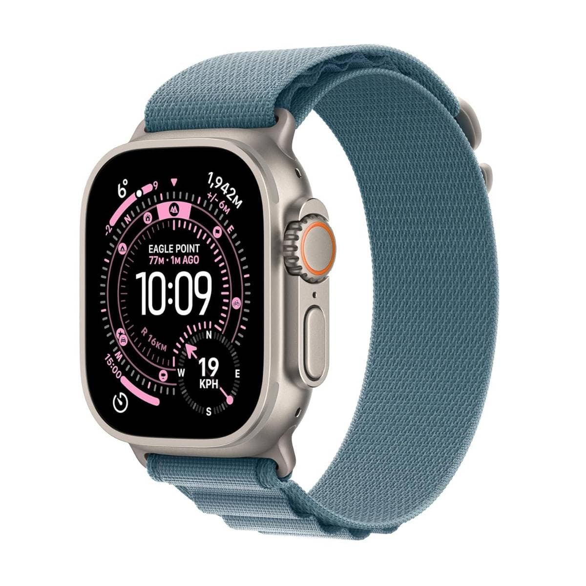 Apple Watch Ultra 3 GPS + Cellular 49mm Natural Titanium Case with Blue Trail Loop Band S/M | Always‑On Retina Display | Dual‑Frequency GPS | Advanced Health & Safety Tracking | Water Resistant Up to 100m | Smartwatch for iPhone thumbnail 1