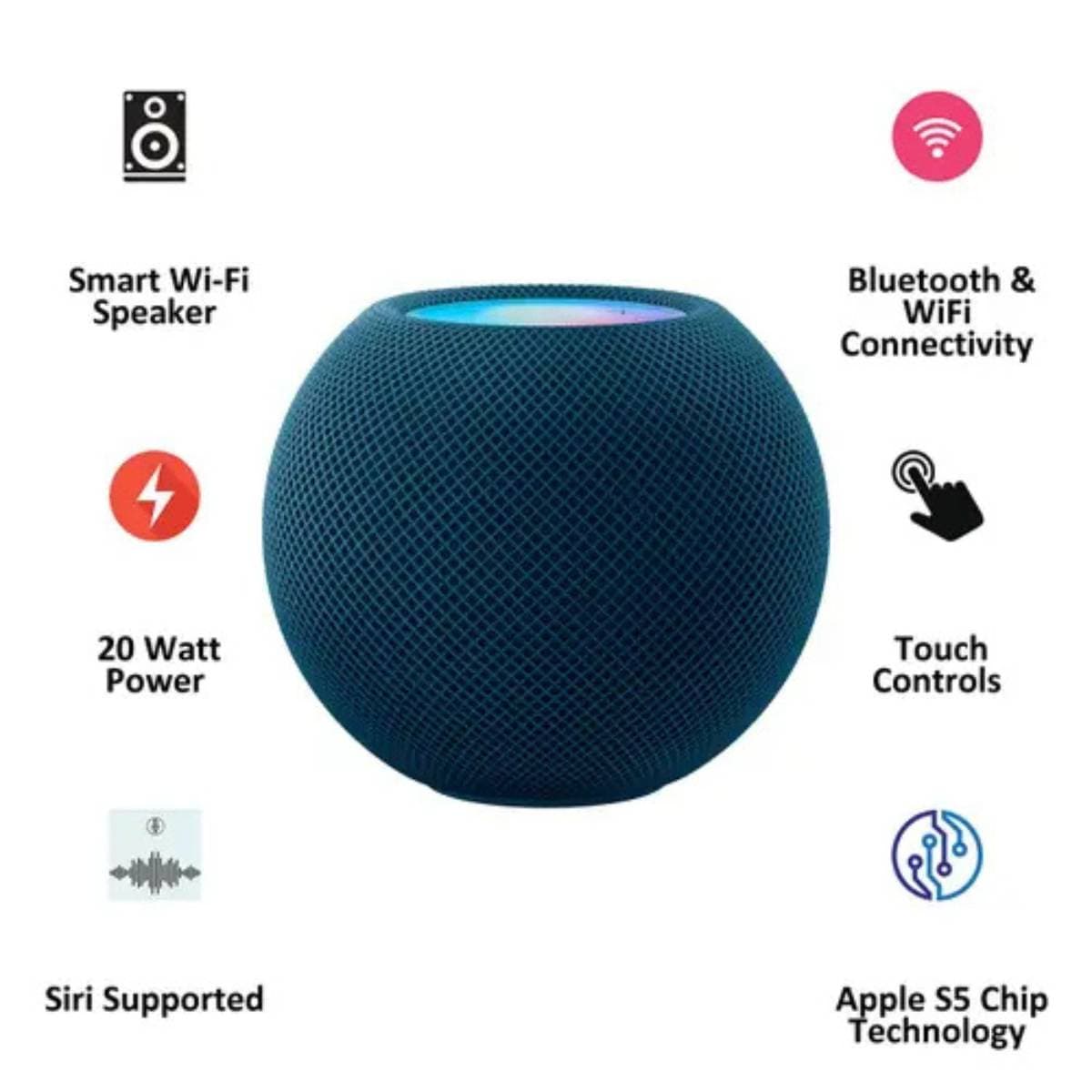 Apple HomePod mini Midnight | Smart Speaker with Siri | 360° Room-Filling Sound | S5 Chip | Multi-Room Audio | Smart Home Hub | Compact Wireless Speaker thumbnail 2