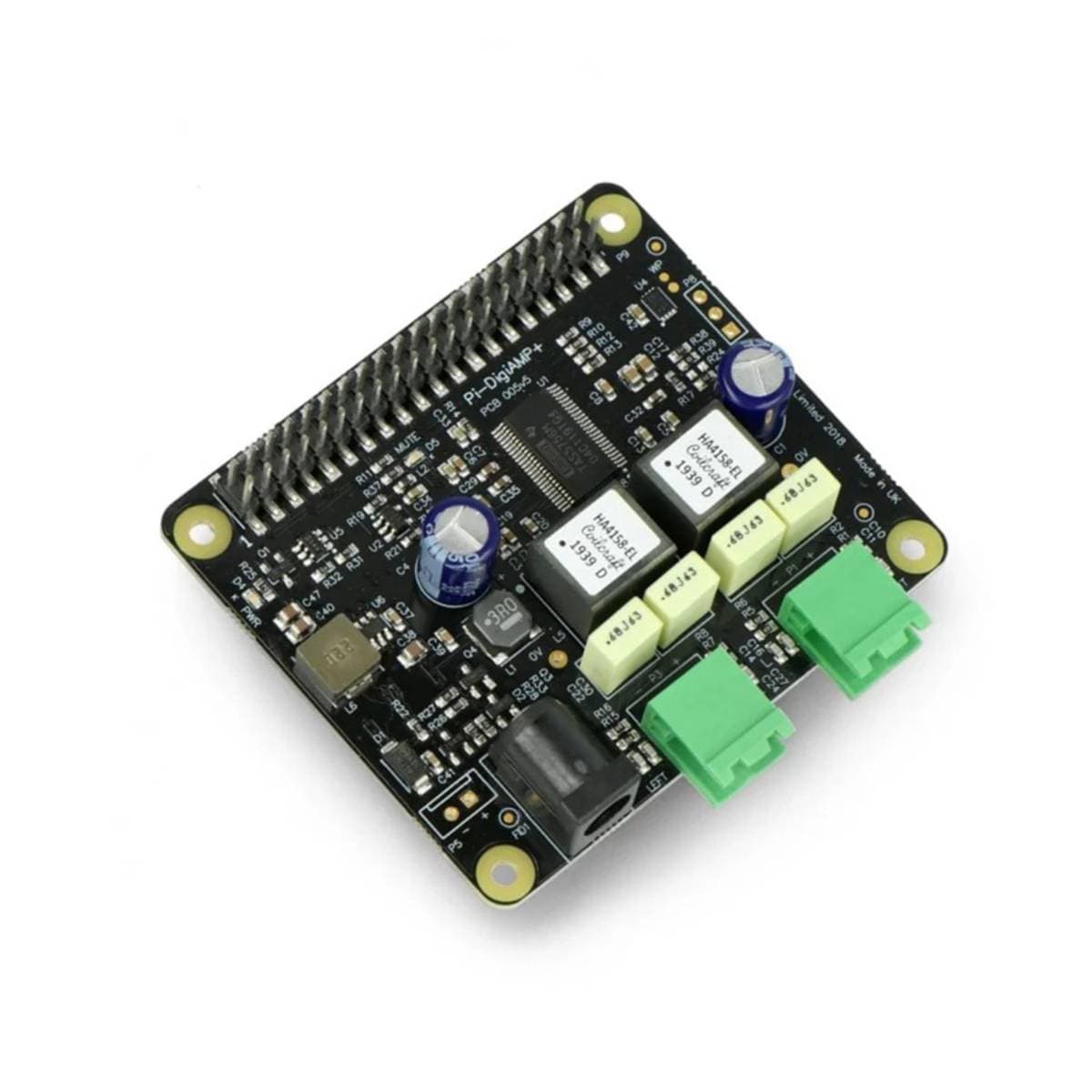 Raspberry Pi IQ‑Audio DigiAMP+ HAT | High‑Power Stereo Amplifier & DAC | 2×35W Class‑D Amp | 24‑bit Audio | Built‑In Volume Control | Compatible with Raspberry Pi 2/3/4