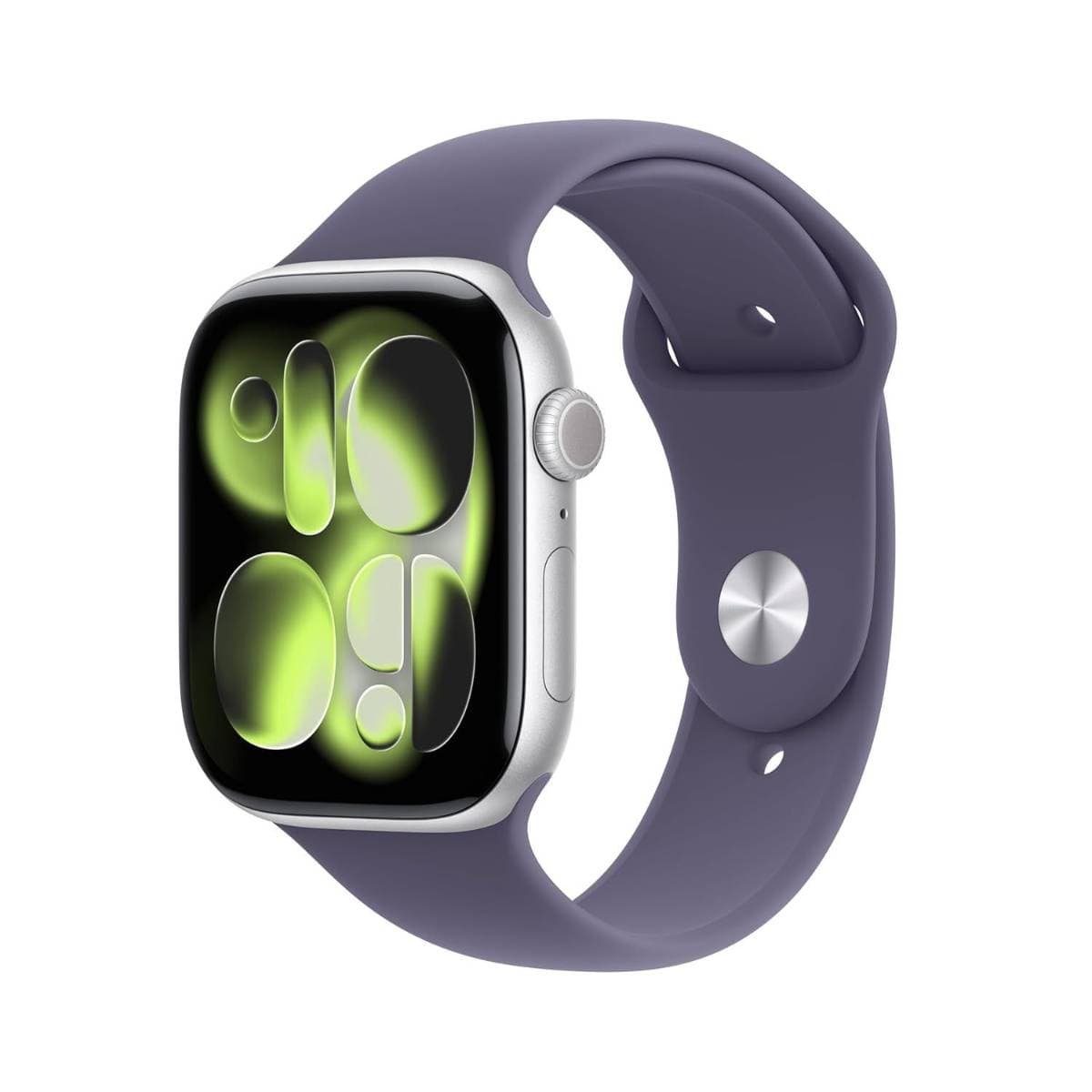 Apple Watch Series 11 GPS 46mm Silver Aluminium Case with Purple Fog Sport Band M/L | Always‑On Retina Display | S10 Chip | Advanced Health Tracking | 50m Water Resistant | Smartwatch for iPhone